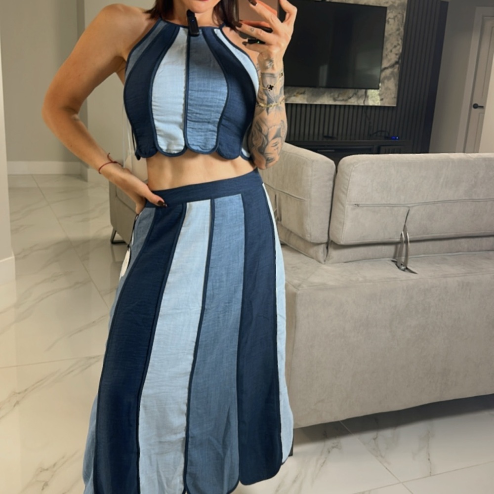 Stylish Blue and Light Blue Women's Skirt